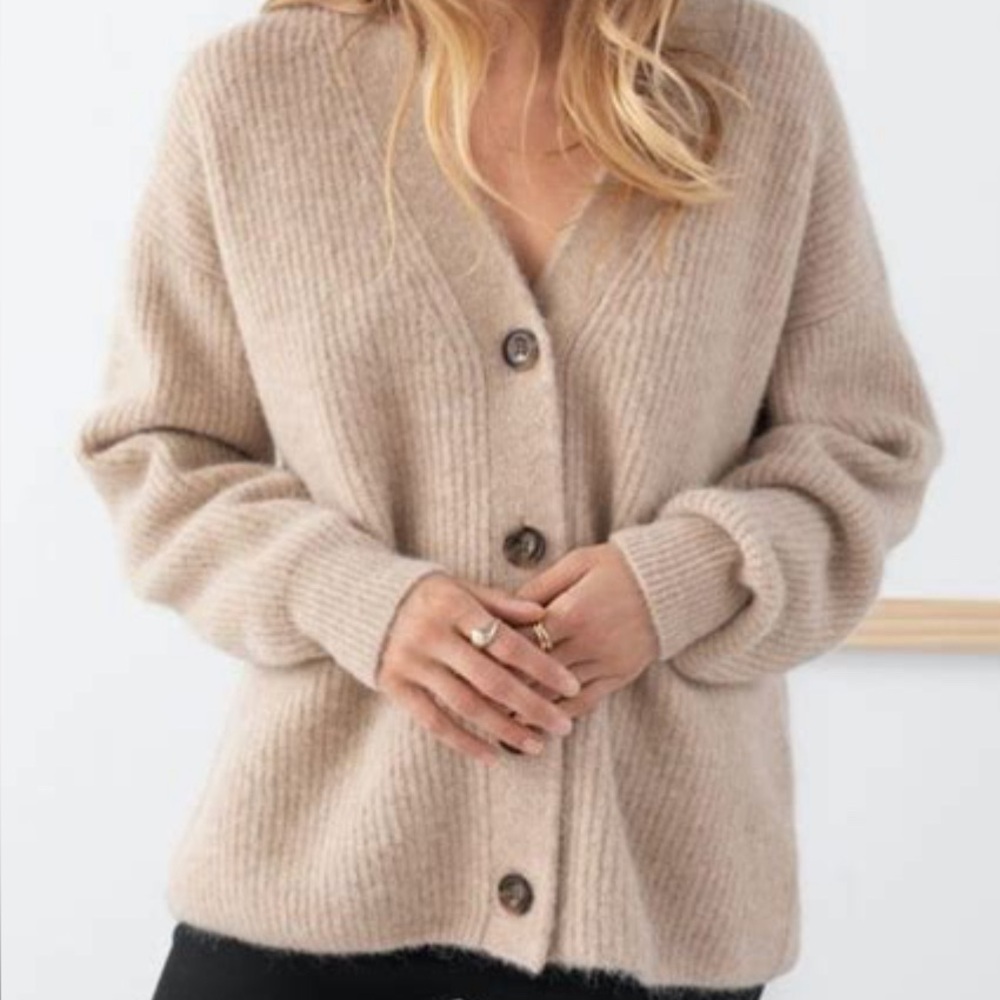 & Other Stories alpaca wool mix beige cardigan